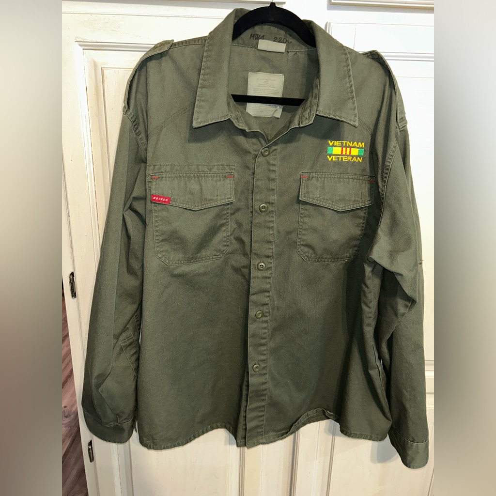Rothco Bdu Shirt Mens Xl Olive Drab Vietnam Fatigue Veteran Embroidered Tactical